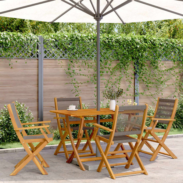 vidaXL Chaises de jardin 4 pcs Pliantes Gris Bois d'acacia massif