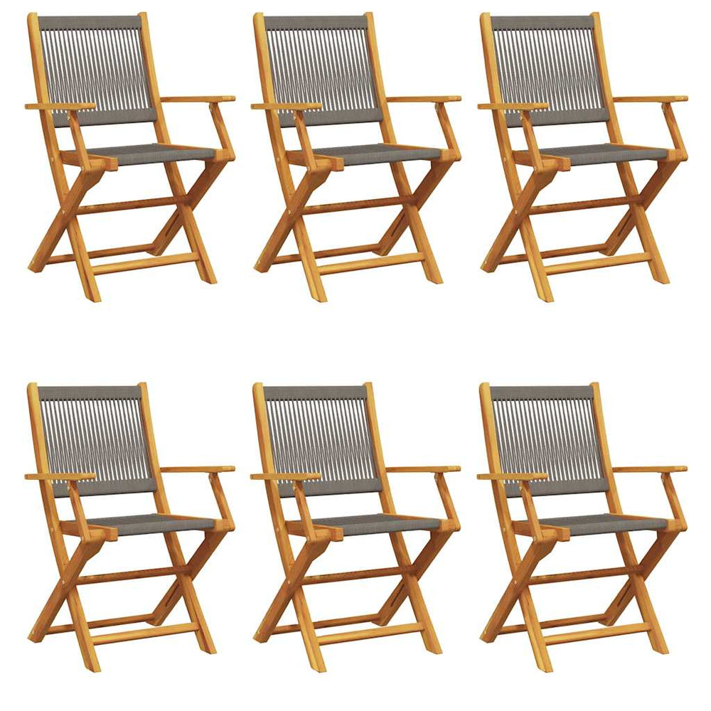 Gartenstühle 6er Set Akazie Grau Klappbar
