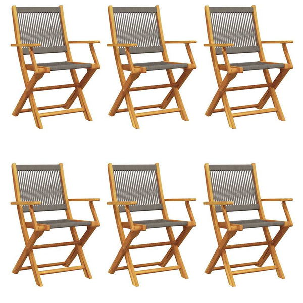 vidaXL Chaises de jardin 6 pcs Pliables Gris Bois d'acacia massif