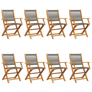 vidaXL Chaises de jardin pliantes 8 pcs Gris Bois d'acacia massif