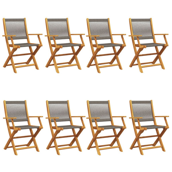 vidaXL Chaises de jardin pliantes 8 pcs Gris Bois d'acacia massif