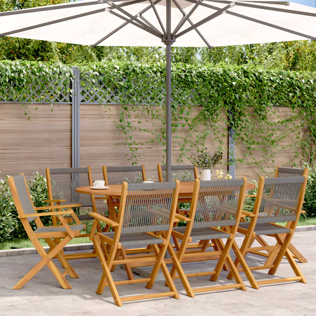 vidaXL Chaises de jardin pliantes 8 pcs Gris Bois d'acacia massif