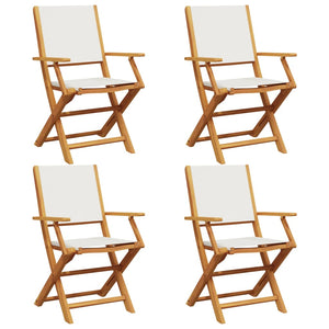 vidaXL Chaises de jardin pliantes 4 pcs Crème Tissu et bois massif