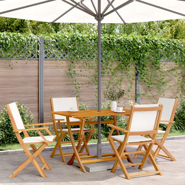 vidaXL Chaises de jardin pliantes 4 pcs Crème Tissu et bois massif