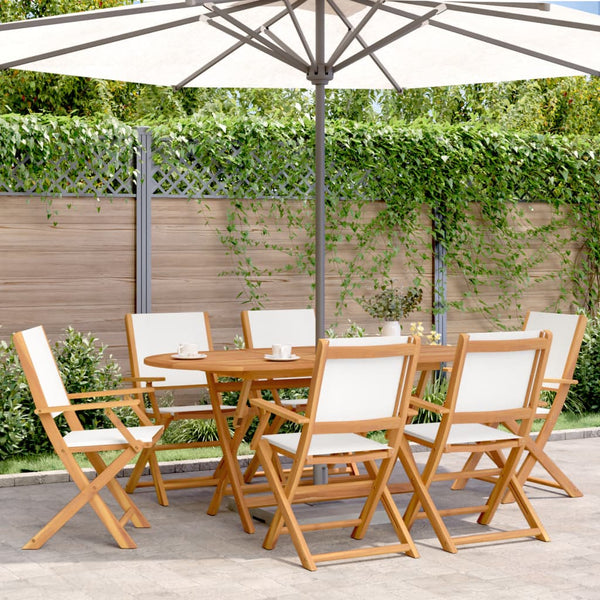 vidaXL Chaises de jardin pliantes 6 pcs Crème Tissu et bois massif