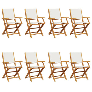 vidaXL Chaises de jardin pliantes 8 pcs Crème Tissu et bois massif