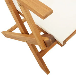 vidaXL Chaises de jardin pliantes 8 pcs Crème Tissu et bois massif