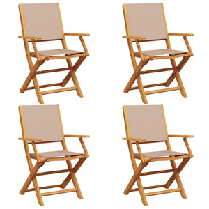 vidaXL Chaises de jardin 4 pcs Pliables Taupe Tissu et Bois massif