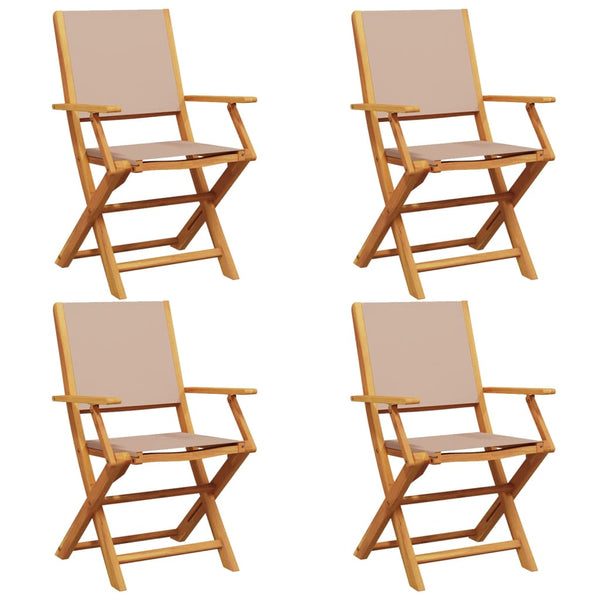vidaXL Chaises de jardin 4 pcs Pliables Taupe Tissu et Bois massif