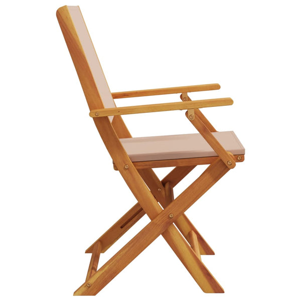 vidaXL Chaises de jardin 4 pcs Pliables Taupe Tissu et Bois massif