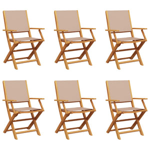 vidaXL Chaises de jardin pliantes 6 pcs Tissu taupe et bois massif