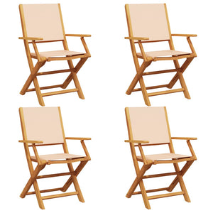 vidaXL Chaises de jardin 4 pcs Pliantes Tissu beige et bois massif