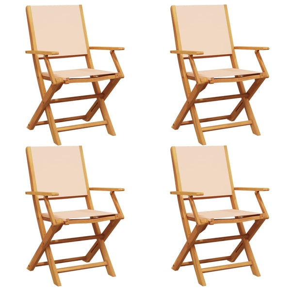 vidaXL Chaises de jardin 4 pcs Pliantes Tissu beige et bois massif