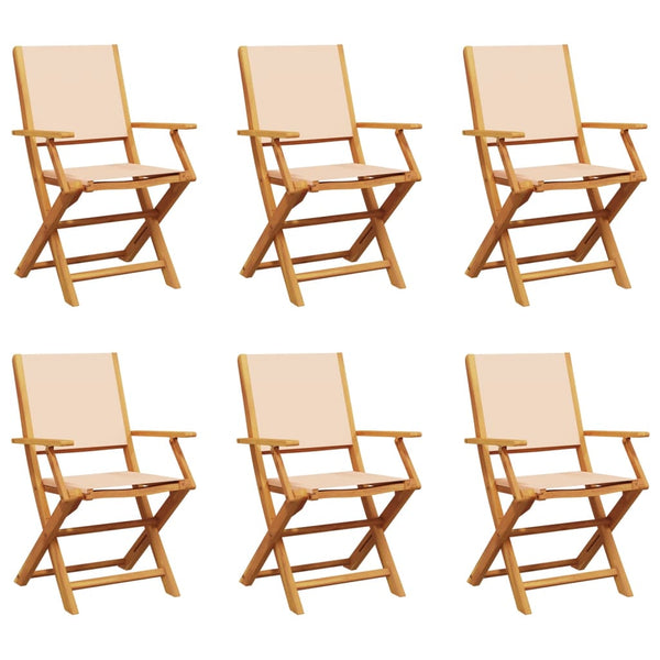 vidaXL Chaises de jardin pliables 6 pcs Tissu beige et bois massif