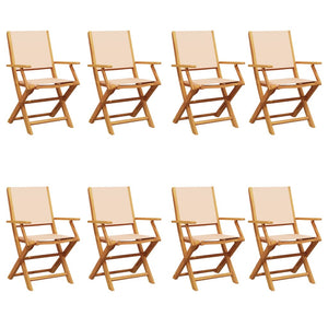 vidaXL Chaises de jardin 8 pcs Pliantes Tissu beige et bois massif