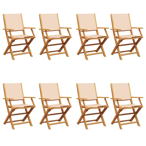 vidaXL Chaises de jardin 8 pcs Pliantes Tissu beige et bois massif