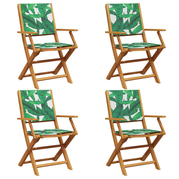 vidaXL Chaises de jardin 4 pcs. Pliantes Tissu vert et bois massif