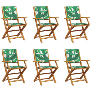 vidaXL Chaises de jardin pliantes 6 pcs Vert Tissu et Bois massif