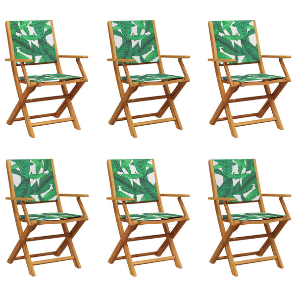vidaXL Chaises de jardin pliantes 6 pcs Vert Tissu et Bois massif