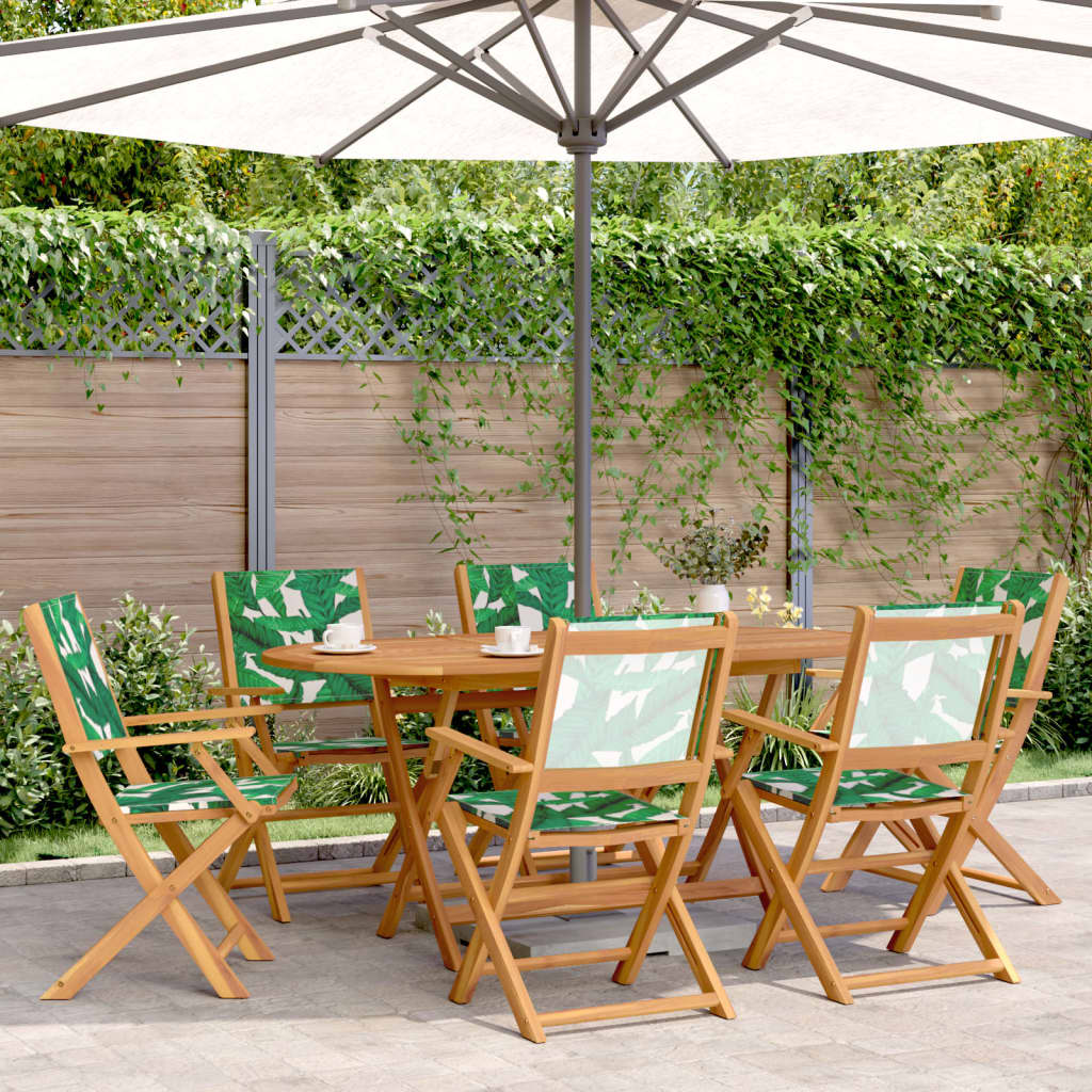vidaXL Chaises de jardin pliantes 6 pcs Vert Tissu et Bois massif