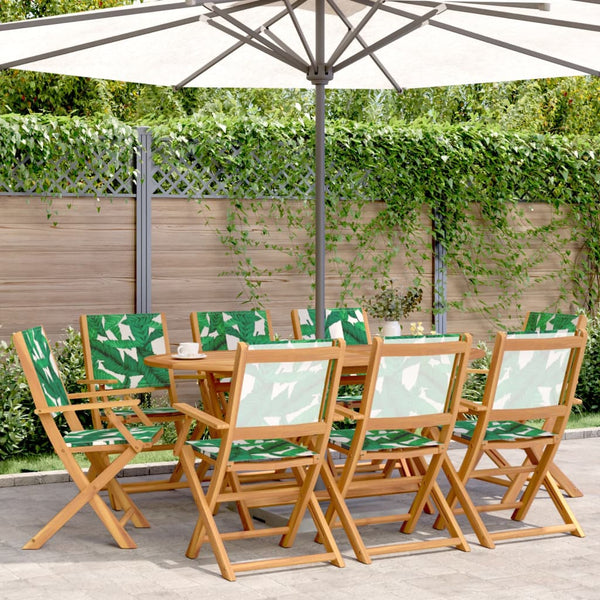 vidaXL Chaises de jardin 8 pcs. pliables vert tissu et bois massif