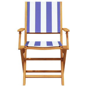vidaXL Chaises de jardin 4 pcs Pliantes Bleu et blanc Tissu et Bois massif