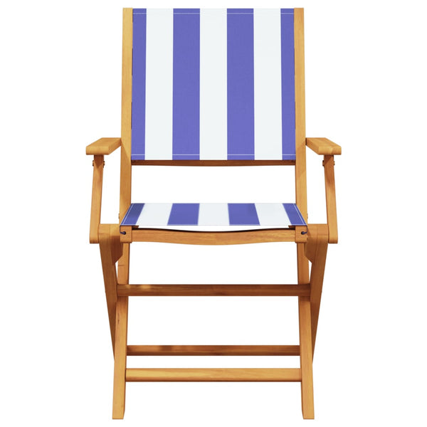vidaXL Chaises de jardin 4 pcs Pliantes Bleu et blanc Tissu et Bois massif