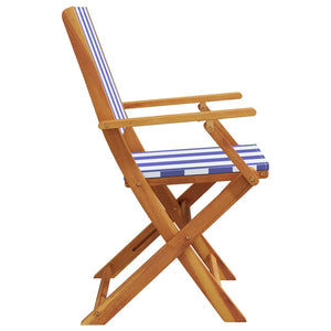 vidaXL Chaises de jardin 4 pcs Pliantes Bleu et blanc Tissu et Bois massif