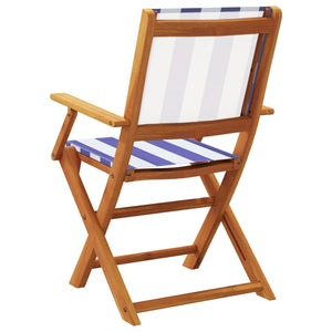 vidaXL Chaises de jardin 4 pcs Pliantes Bleu et blanc Tissu et Bois massif
