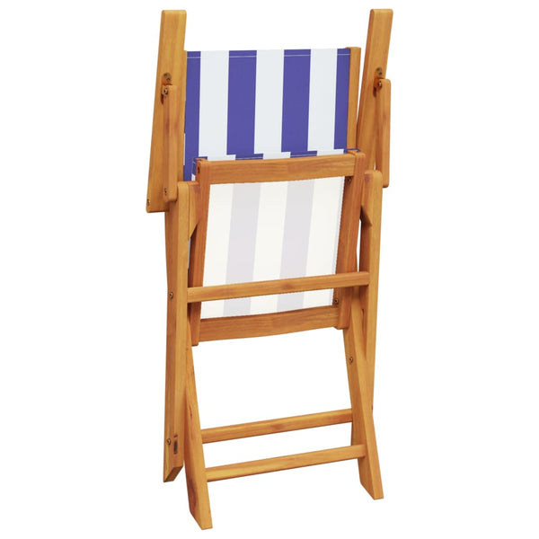vidaXL Chaises de jardin 4 pcs Pliantes Bleu et blanc Tissu et Bois massif