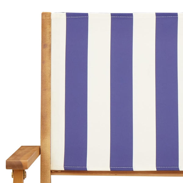 vidaXL Chaises de jardin 4 pcs Pliantes Bleu et blanc Tissu et Bois massif