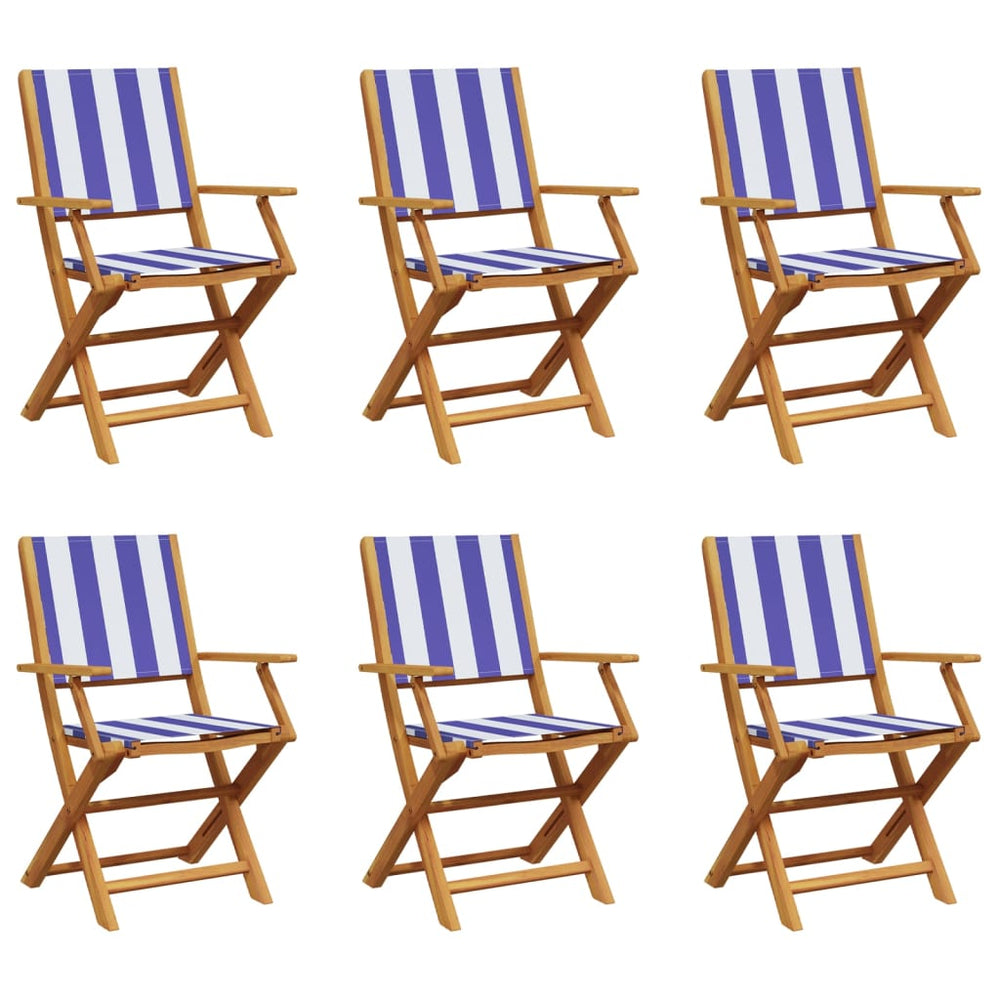 Klappbare Gartenstühle 6er Set Blau/Weiß