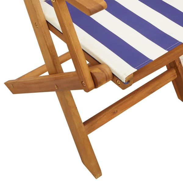 vidaXL Chaises de jardin 6 pcs. Pliables Bleu et blanc Tissu et bois massif