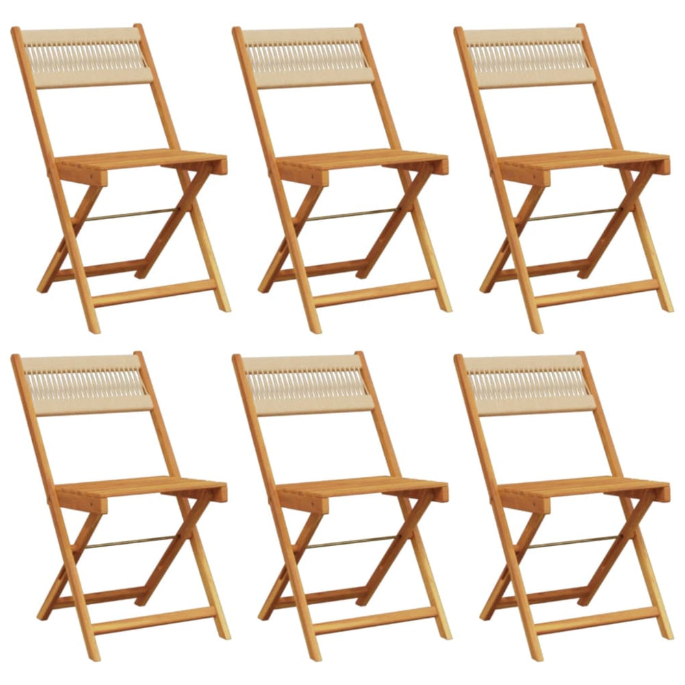 Klappbare Gartenstühle 6er Set Akazie Beige