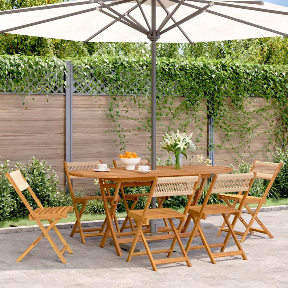 Klappbare Gartenstühle 6er Set Akazie Beige