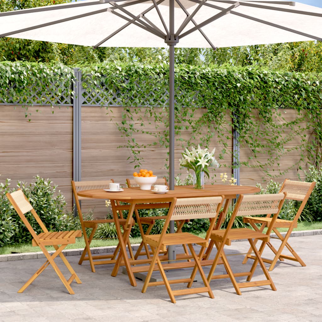 vidaXL Chaises de jardin 6 pcs Pliantes Beige Bois d'acacia massif