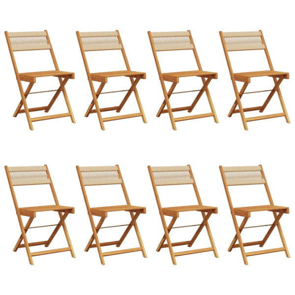 vidaXL Chaises de jardin 8 pcs Pliantes Beige Bois d'acacia massif