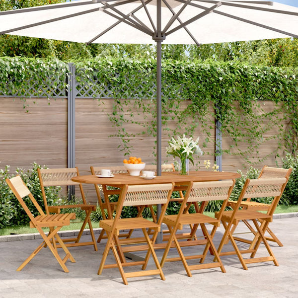vidaXL Chaises de jardin 8 pcs Pliantes Beige Bois d'acacia massif