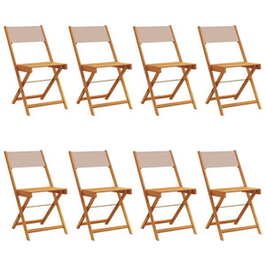 vidaXL Chaises de jardin 8 pcs Pliantes Tissu taupe et Bois massif