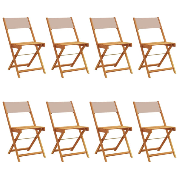 vidaXL Chaises de jardin 8 pcs Pliantes Tissu taupe et Bois massif