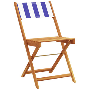 vidaXL Chaises de jardin 8 pcs Pliables Tissu bleu et blanc et bois massif
