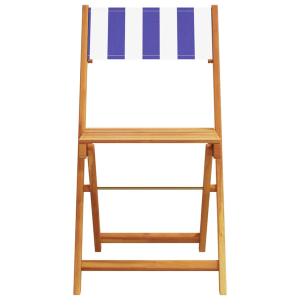 vidaXL Chaises de jardin 8 pcs Pliables Tissu bleu et blanc et bois massif