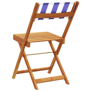 vidaXL Chaises de jardin 8 pcs Pliables Tissu bleu et blanc et bois massif