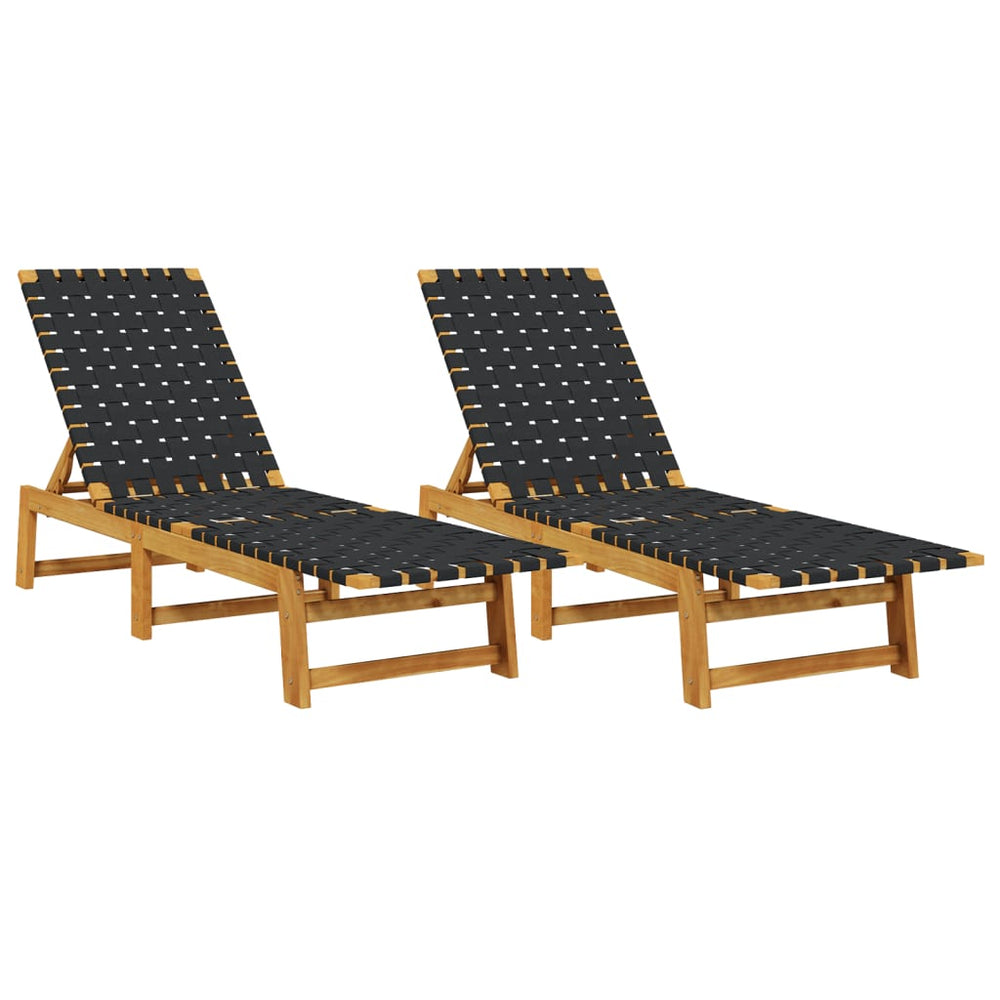 Sonnenliegen 2er Set Akazie Schwarz