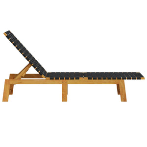 vidaXL Bains de soleil 2 pcs Noir Bois d'acacia massif et tissu