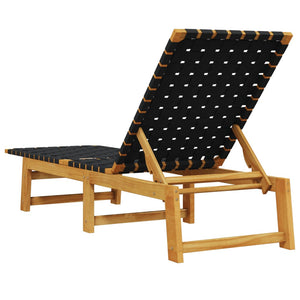 vidaXL Bains de soleil 2 pcs Noir Bois d'acacia massif et tissu