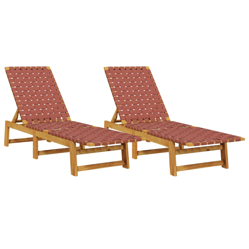 Sonnenliegen 2er Set Rot Akazie Massivholz