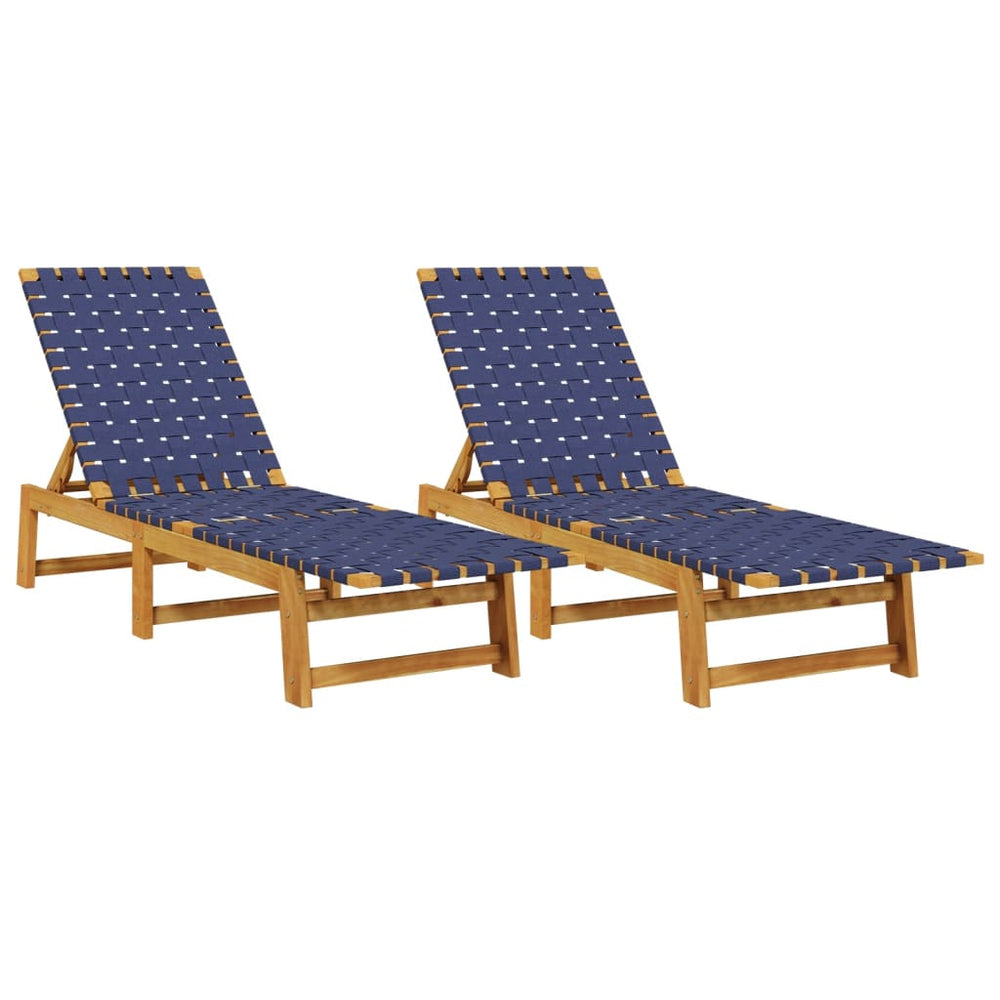 Sonnenliegen 2er Set Dunkelblau Akazie Massivholz