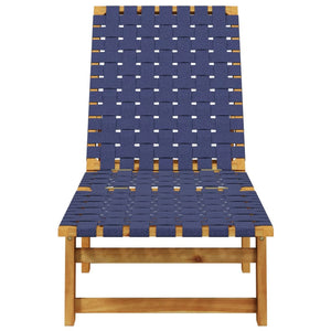 vidaXL Bains de soleil 2 pcs Bleu foncé Bois d'acacia massif et tissu