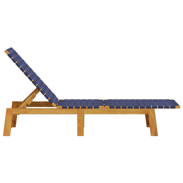 vidaXL Bains de soleil 2 pcs Bleu foncé Bois d'acacia massif et tissu